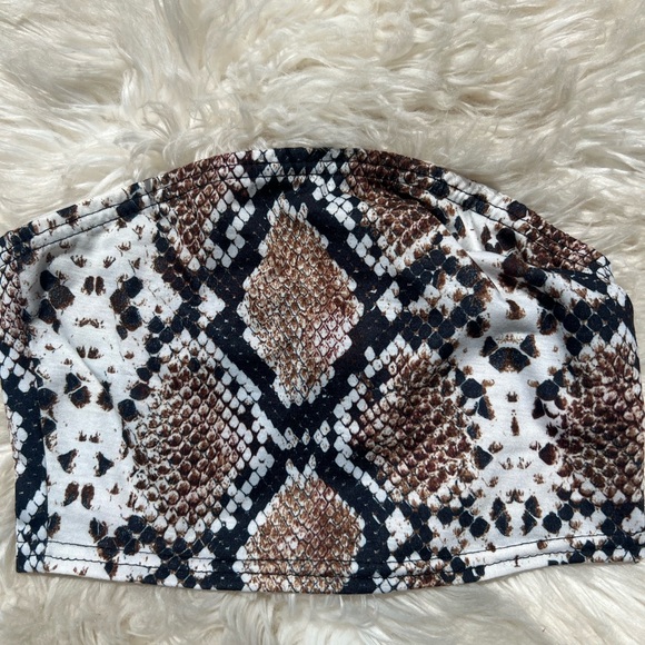 PLT PrettyLittleThing Snakeskin Bandea Top Bikini NWT - Picture 2 of 6